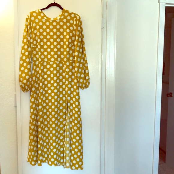 topshop yellow polka dot dress